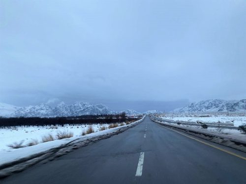 Quetta's Highway covered with Snow - Free Stock Image